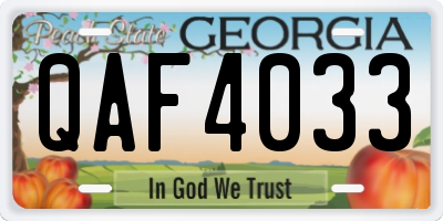 GA license plate QAF4033