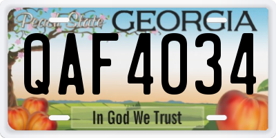 GA license plate QAF4034