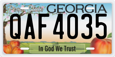 GA license plate QAF4035