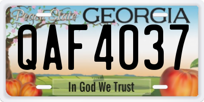 GA license plate QAF4037