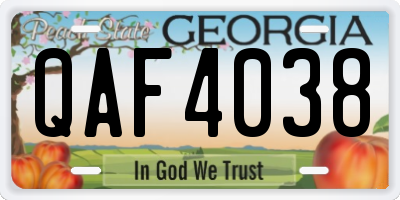 GA license plate QAF4038