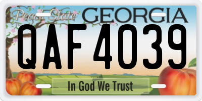 GA license plate QAF4039