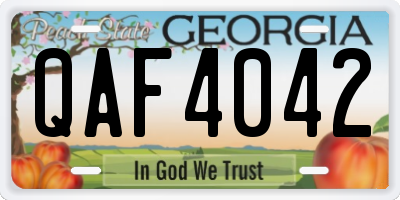 GA license plate QAF4042