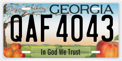 GA license plate QAF4043