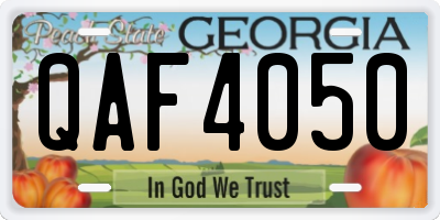 GA license plate QAF4050