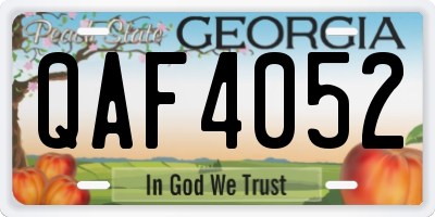 GA license plate QAF4052