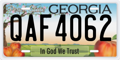 GA license plate QAF4062