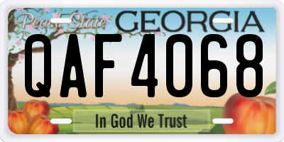 GA license plate QAF4068