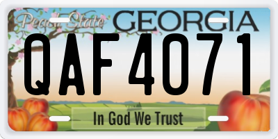 GA license plate QAF4071