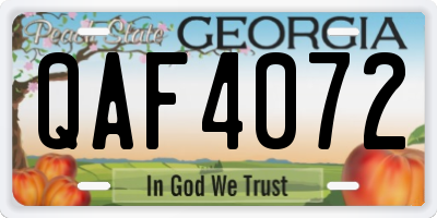 GA license plate QAF4072