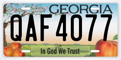 GA license plate QAF4077