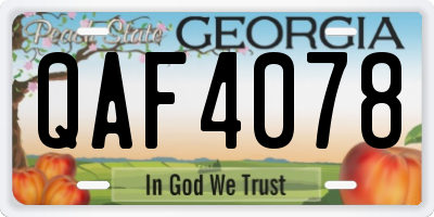 GA license plate QAF4078