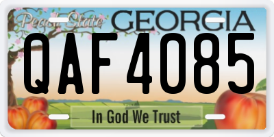 GA license plate QAF4085
