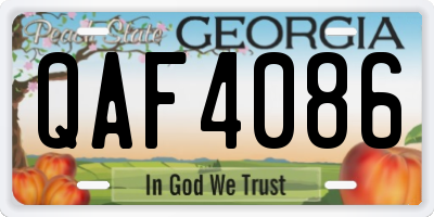 GA license plate QAF4086