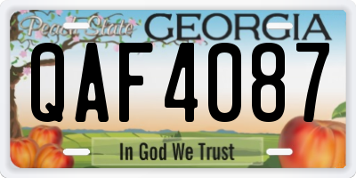 GA license plate QAF4087
