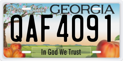 GA license plate QAF4091