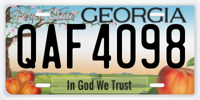 GA license plate QAF4098