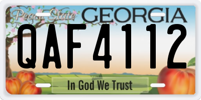 GA license plate QAF4112