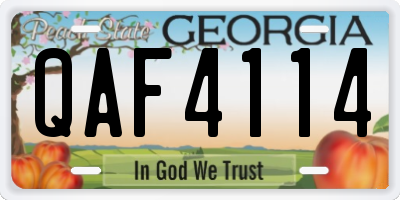 GA license plate QAF4114