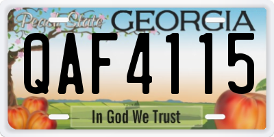 GA license plate QAF4115