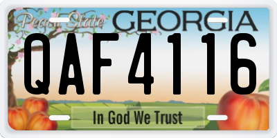 GA license plate QAF4116