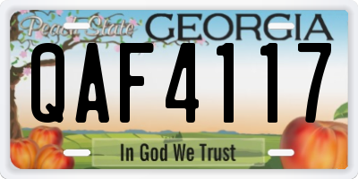 GA license plate QAF4117