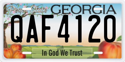 GA license plate QAF4120