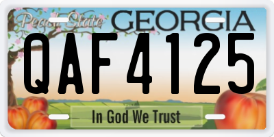 GA license plate QAF4125
