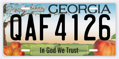 GA license plate QAF4126