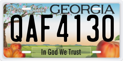 GA license plate QAF4130