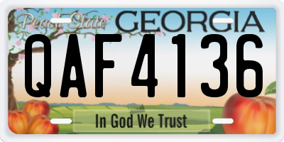 GA license plate QAF4136