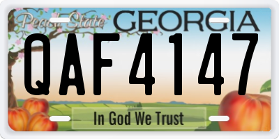 GA license plate QAF4147