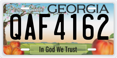 GA license plate QAF4162