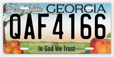 GA license plate QAF4166