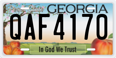 GA license plate QAF4170