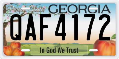 GA license plate QAF4172