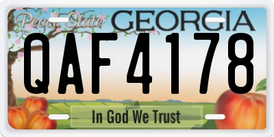 GA license plate QAF4178