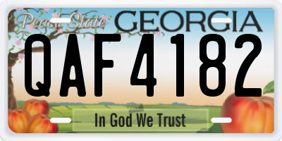 GA license plate QAF4182