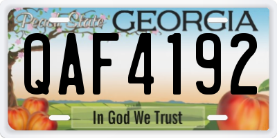 GA license plate QAF4192