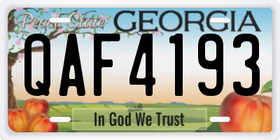 GA license plate QAF4193