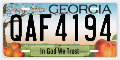 GA license plate QAF4194