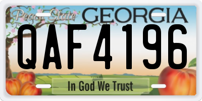 GA license plate QAF4196