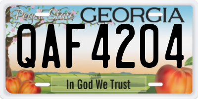 GA license plate QAF4204