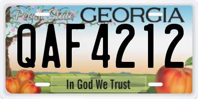 GA license plate QAF4212