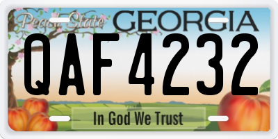 GA license plate QAF4232