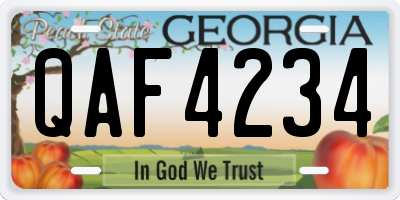 GA license plate QAF4234