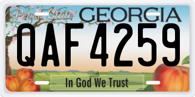 GA license plate QAF4259