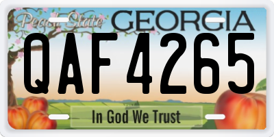 GA license plate QAF4265