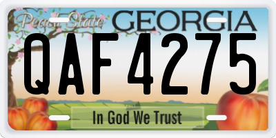 GA license plate QAF4275