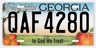 GA license plate QAF4280